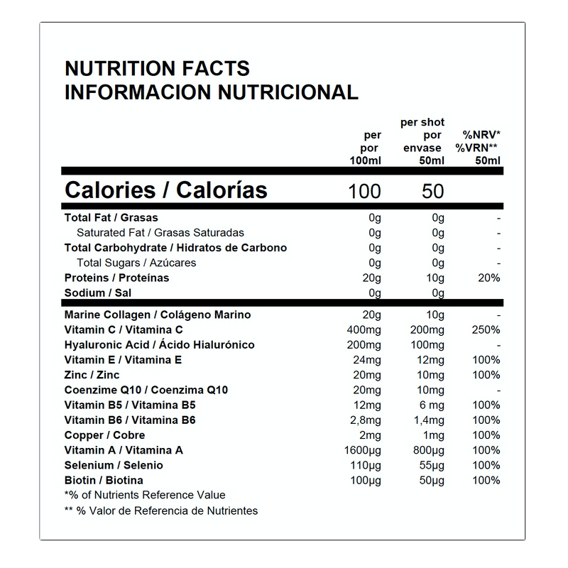 Colágeno marino hidrolizado Peptan ácido hialurónico vitamina C retinol niacina coenzima Q10